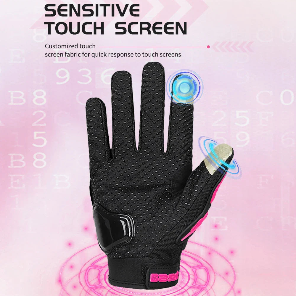 Summer Lady Pink Motorcycle Gloves Women Breathable Motorbike Riding Gloves Anti-fall Touch Function Motocross Moto Biker Gloves