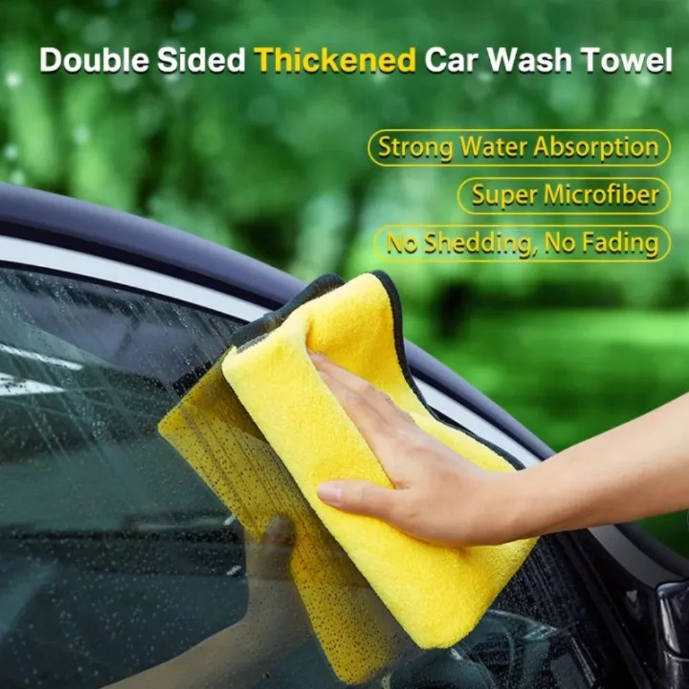 6/2pcs Microfiber Cleaning Towels Thickened Extra Soft High Water Absorption Plush Drying Car Washing Clothes Car Accessories