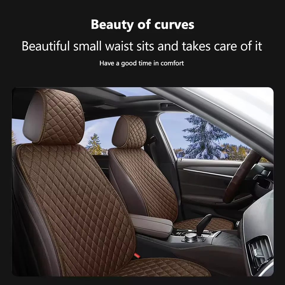 Universal Flax Car Seat Cover Front Rear Cushion Comfortable Breathable Protector Mat.