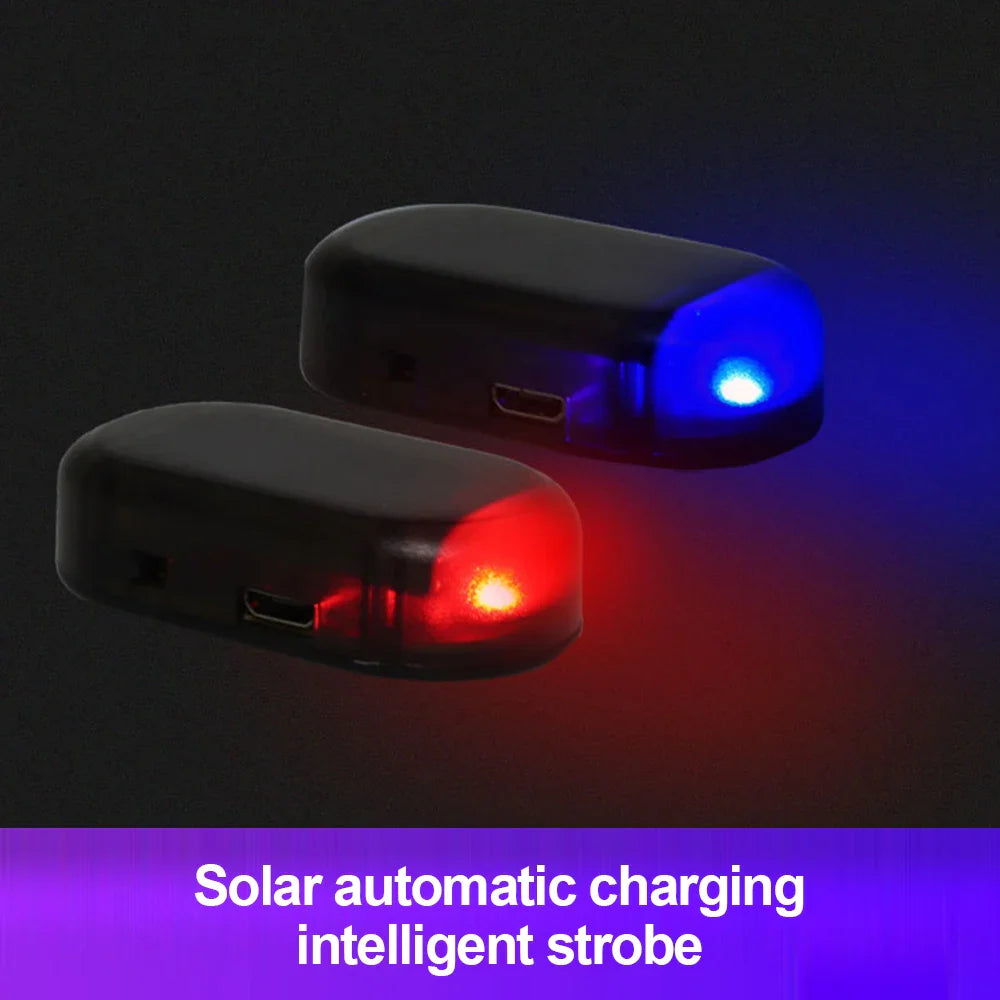 Solar Powered Car Fake Security Light Simulated Dummy Alarm Wireless Warning Anti-Theft Caution Lamp LED Flashing Imitation