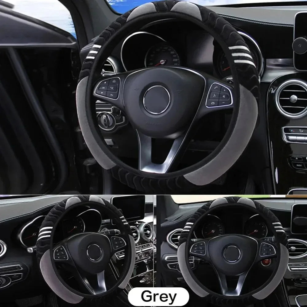 Breathable PU Leather Anti-Slip Universal Car Steering Wheel Cover, Interior Decoration Accessories