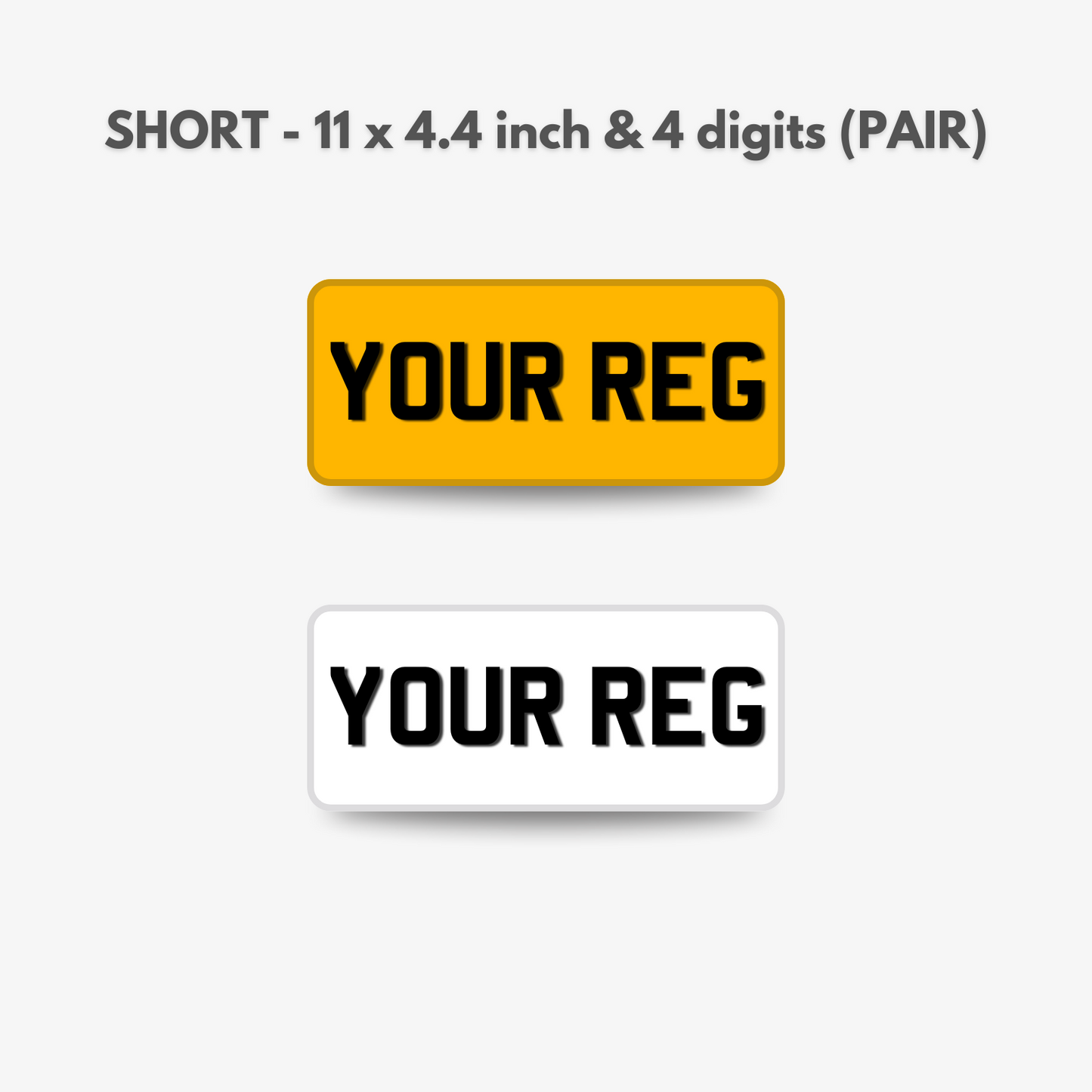 11inch short 4 digit number plate