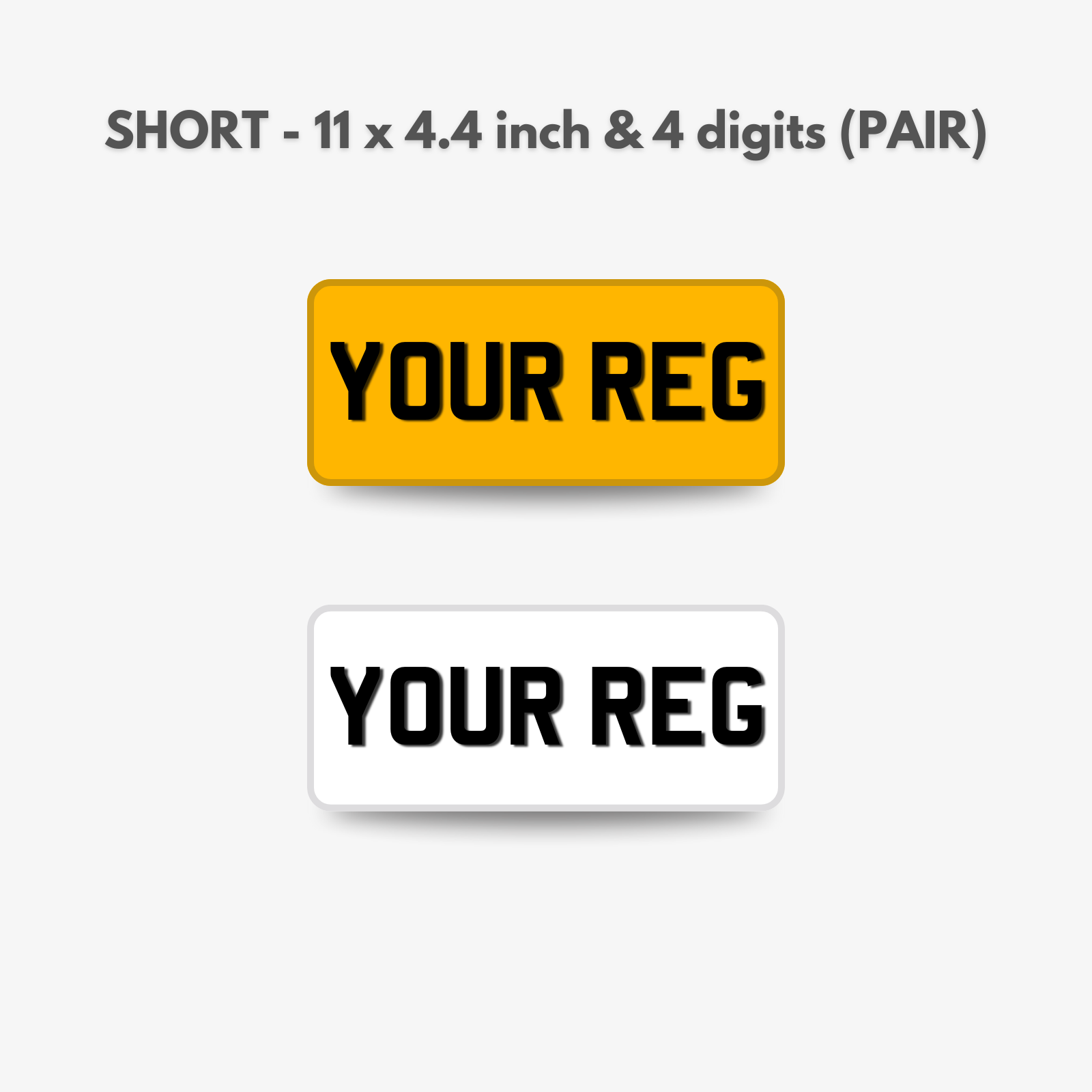 11inch short 4 digit number plate