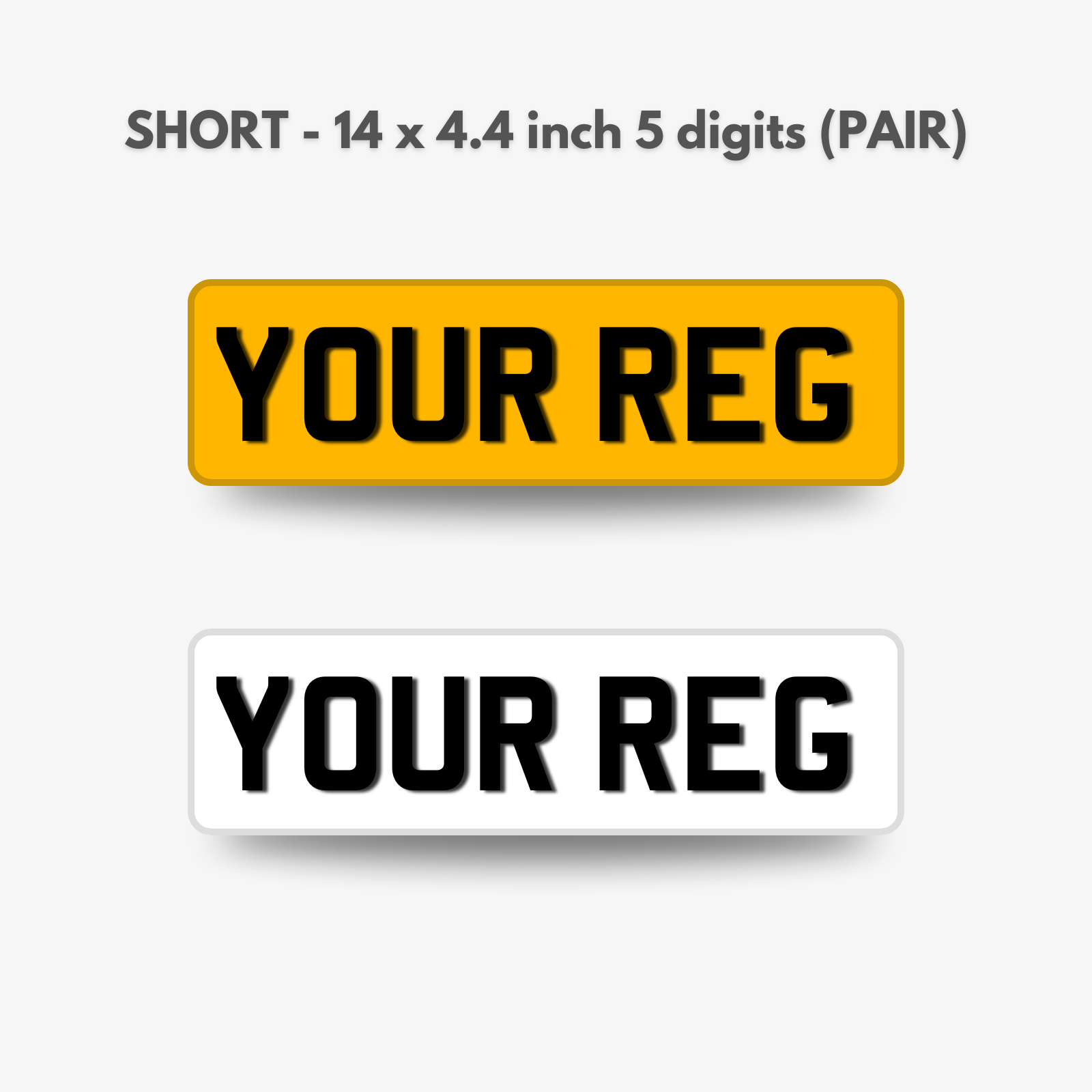 14inch short 5 digit number plate