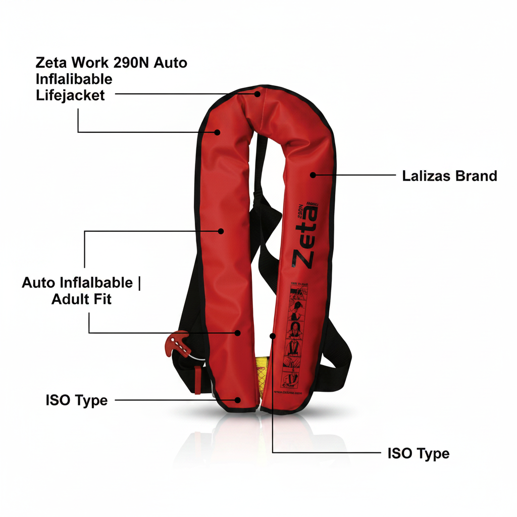 Lalizas Zeta Inflatable Lifejacket 290N ISO 12402-2 Adult Auto Red