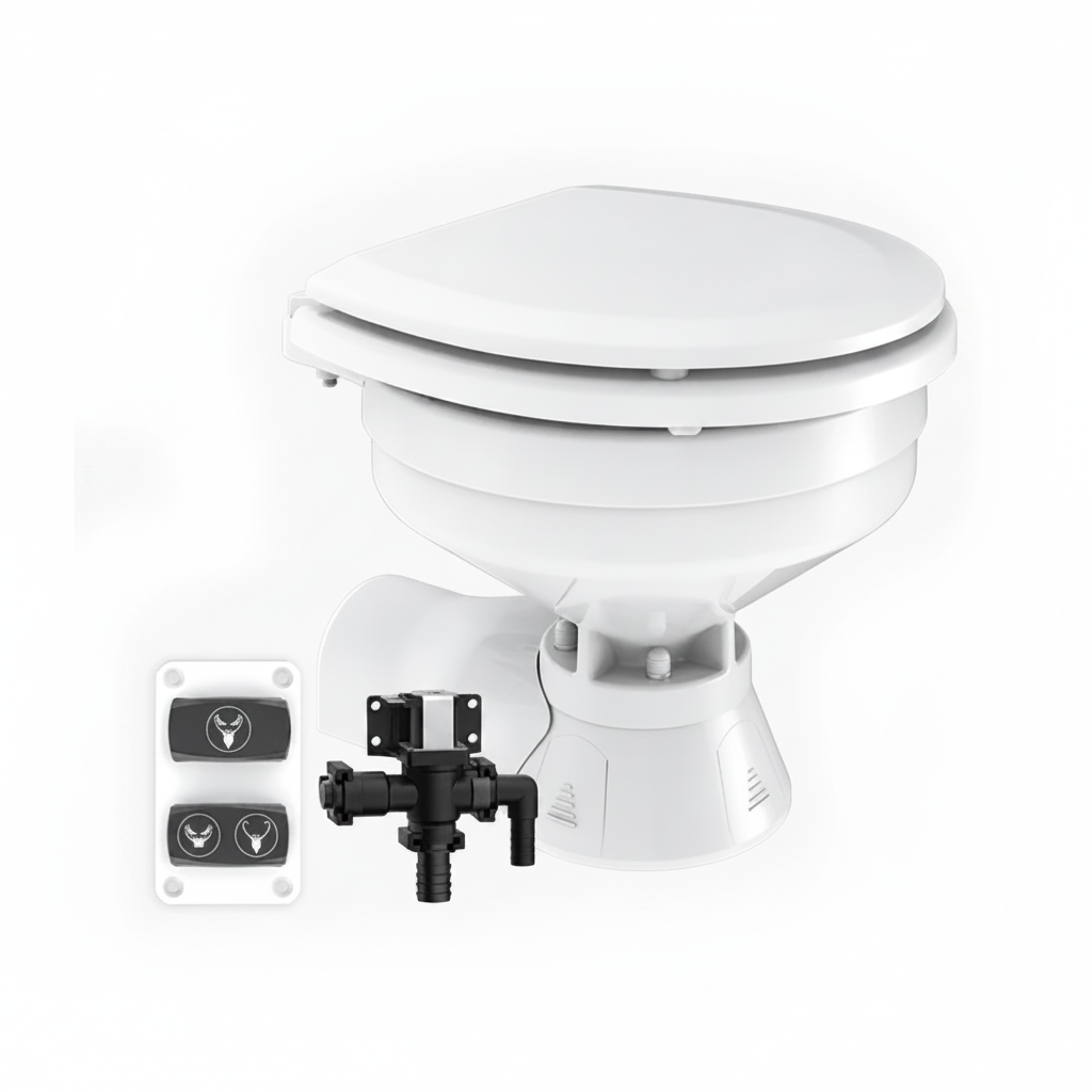 12V Quiet Flush Compact Electric Marine Toilet Freshwater