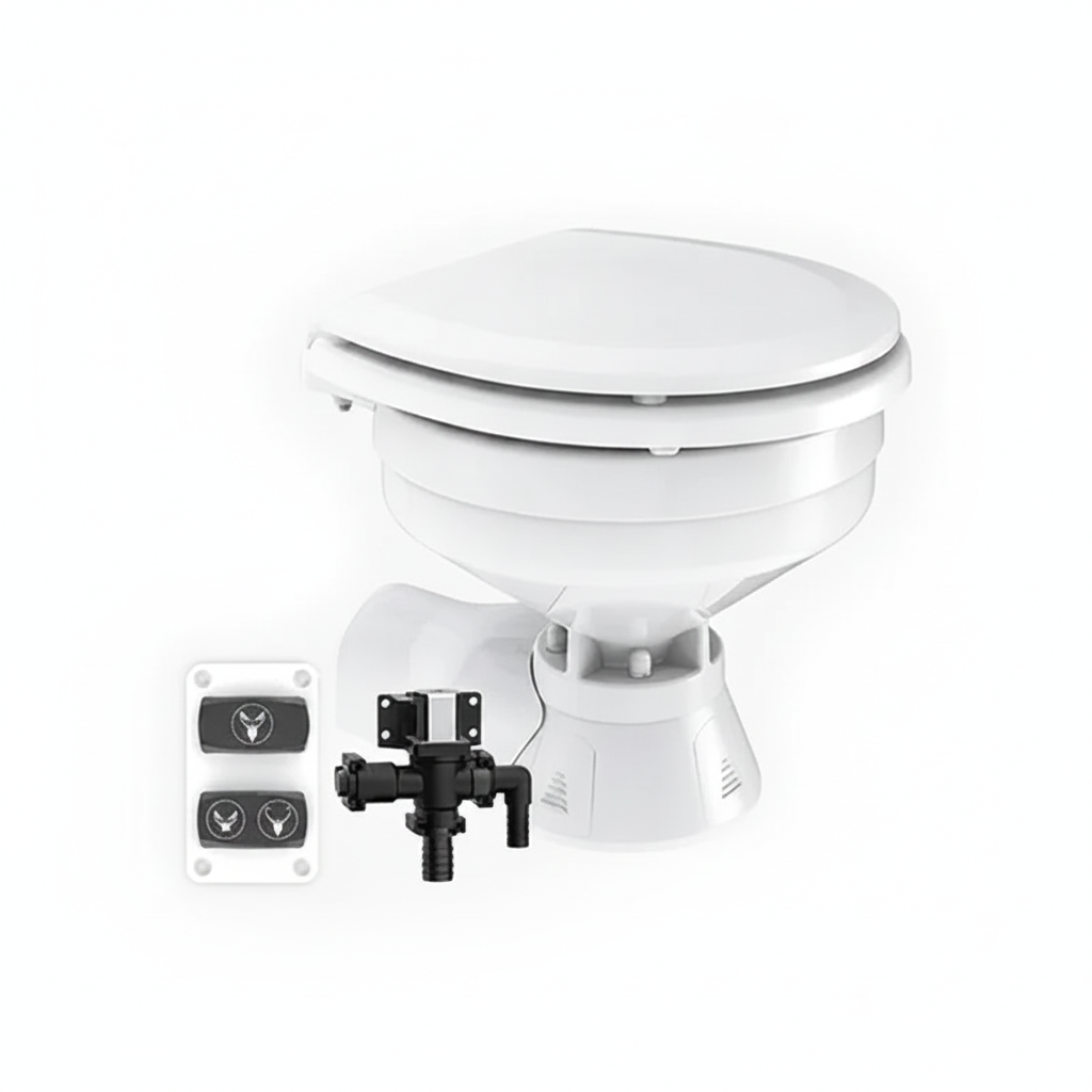 24V Quiet Flush Freshwater Electric Toilet Compact Marine Boat