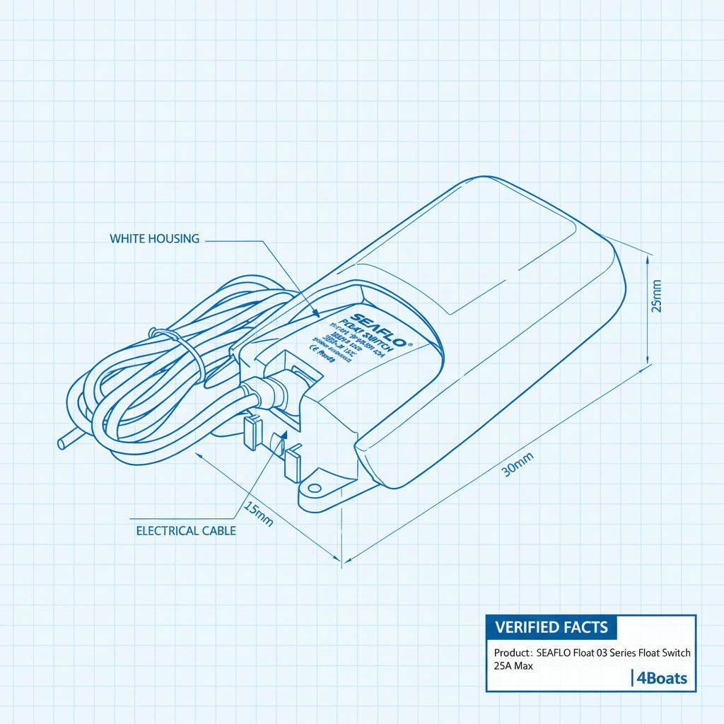 Seaflo 25A Bilge Pump Float Switch BS2503A 12V 24V 32V for 3000GPH+ Pumps