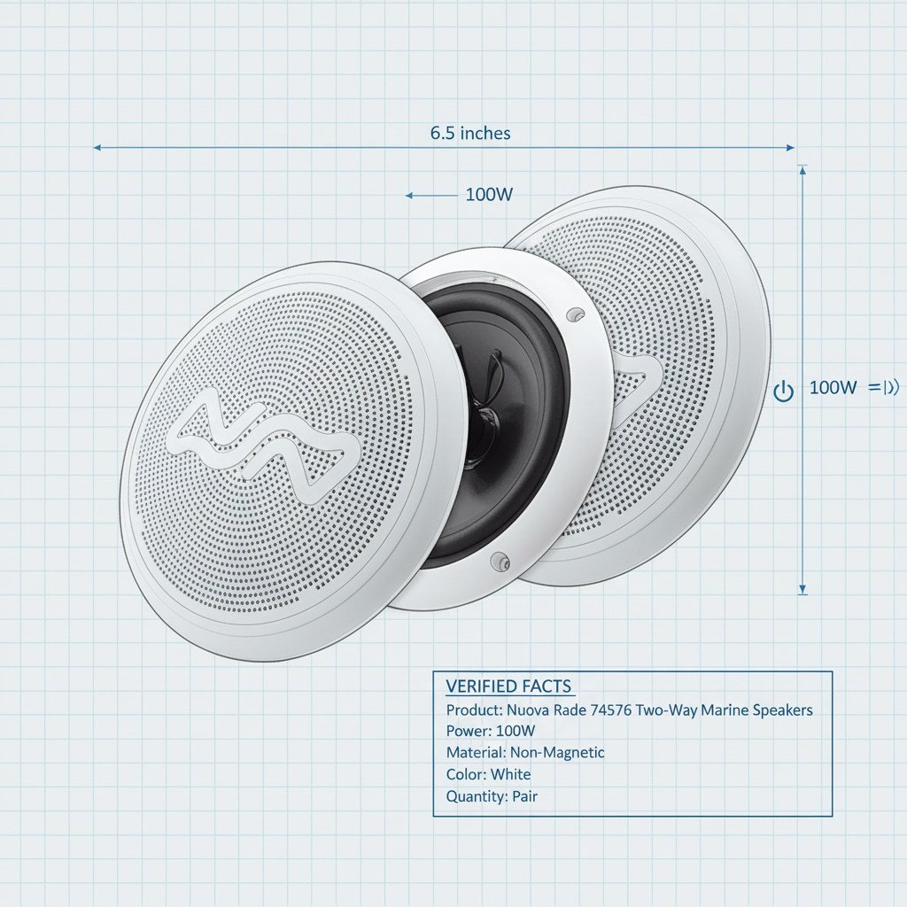 Nuova Rade 74576 Two-Way Marine Speakers 100W 6.5" Non-Magnetic White Pair
