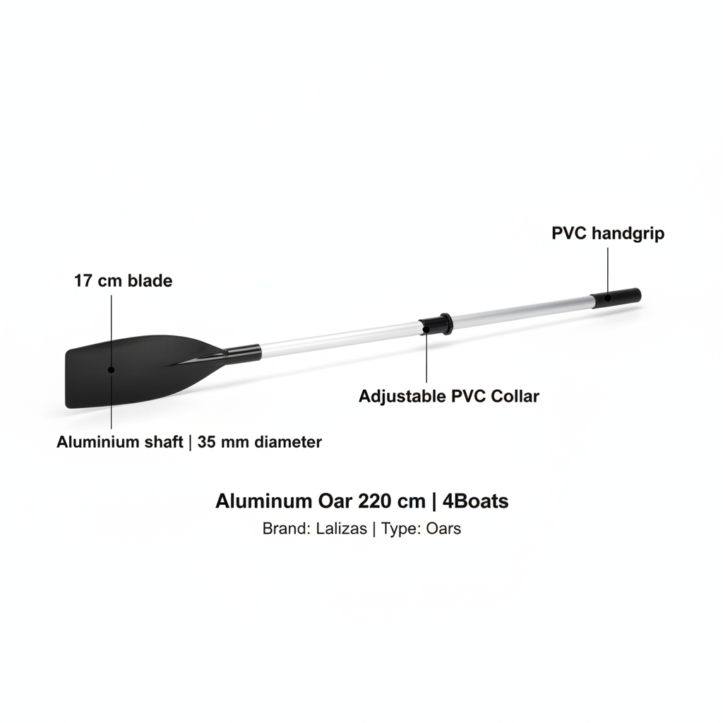 220cm Aluminium Boat Oar with Adjustable PVC Collar - 35mm Shaft Marine Dinghy