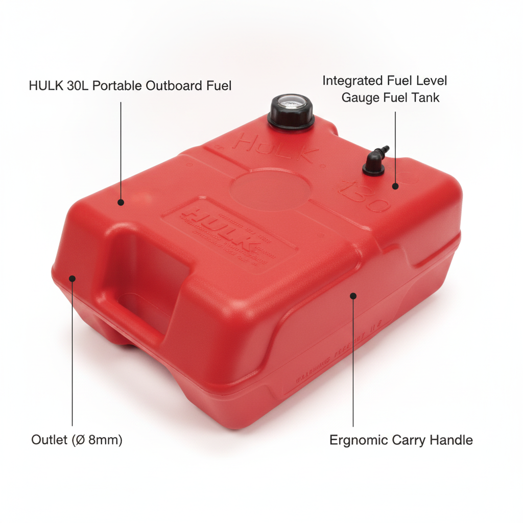 HULK 30L Portable Outboard Fuel Tank Marine Petrol Gas Can Nuova Rade with Gauge