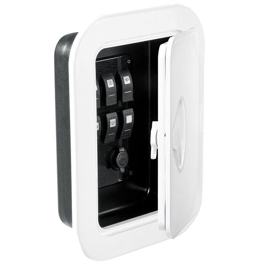 Case Control Panel Enclosure with Hinged Lid, White | 4Boats