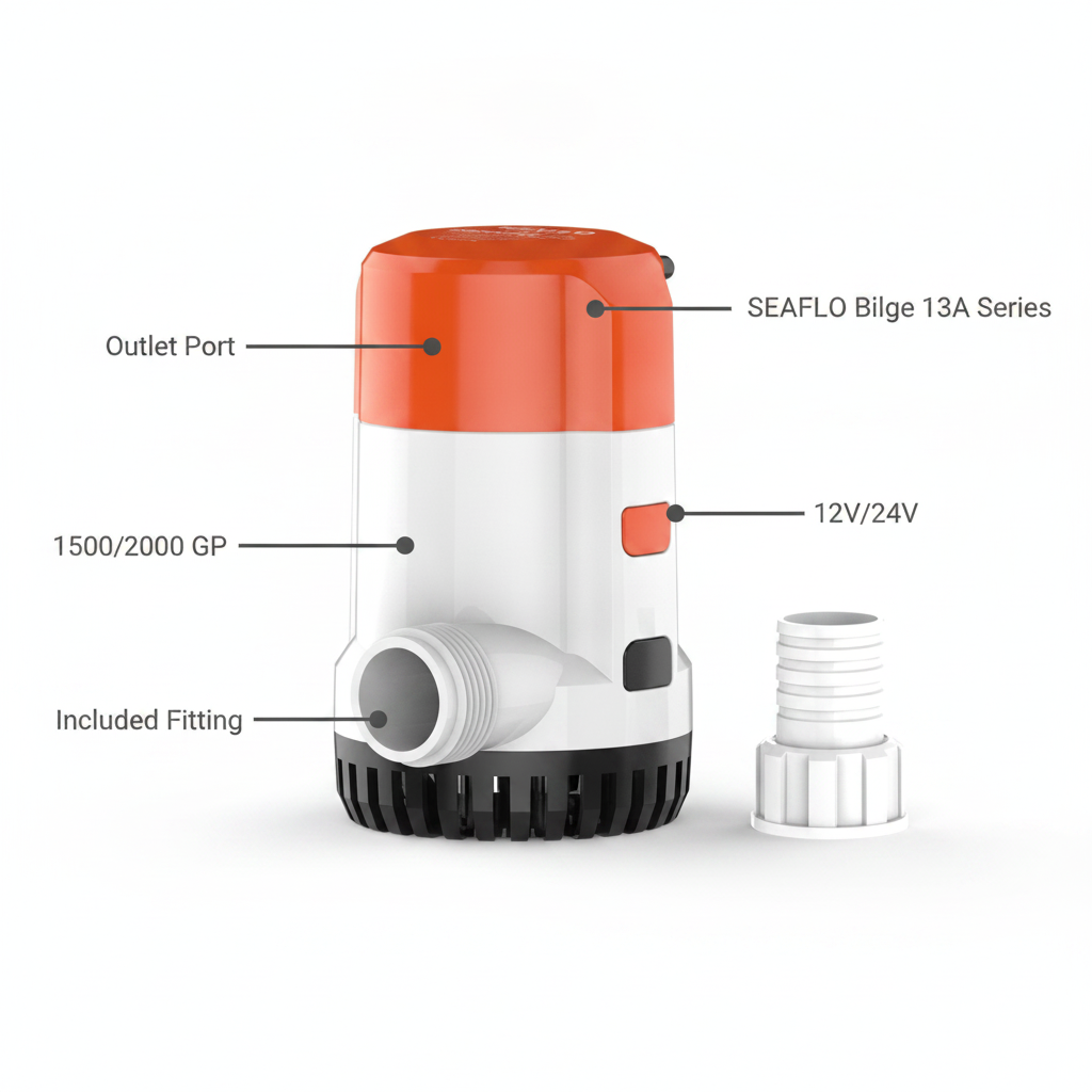 Seaflo 24V 2000GPH Bilge Pump 13A Series Marine Submersible BP2G200013A