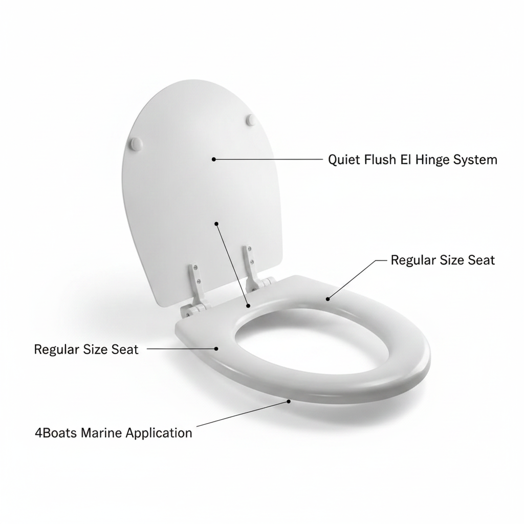 SEAFLO MTC02R Marine Toilet Seat & Lid Regular Soft Close Quiet Flush Replacement