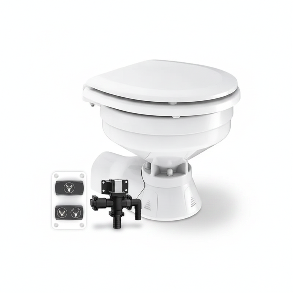 24V Quiet Flush Freshwater Electric Toilet Compact Marine Boat