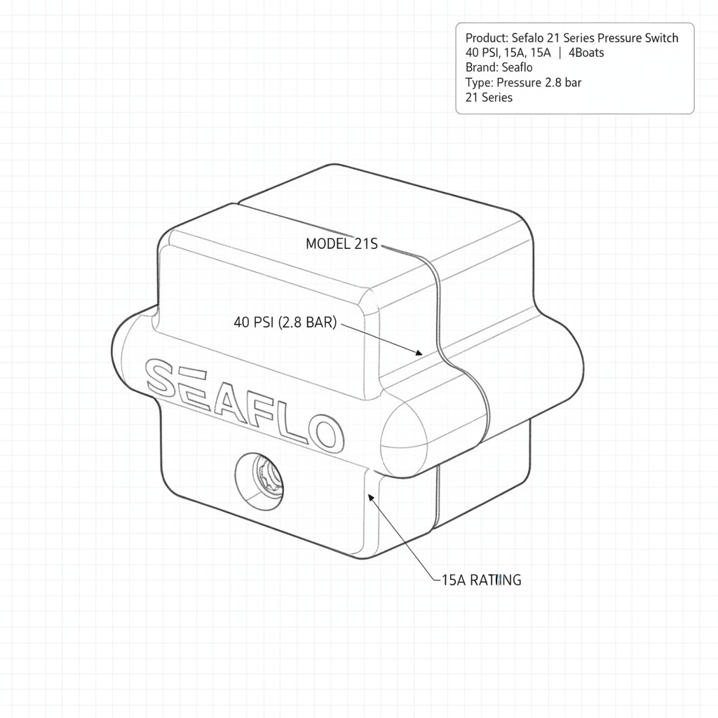 Seaflo 21 Series Water Pump Pressure Switch 40PSI 15A PSWT15A21S40PSI Replacement