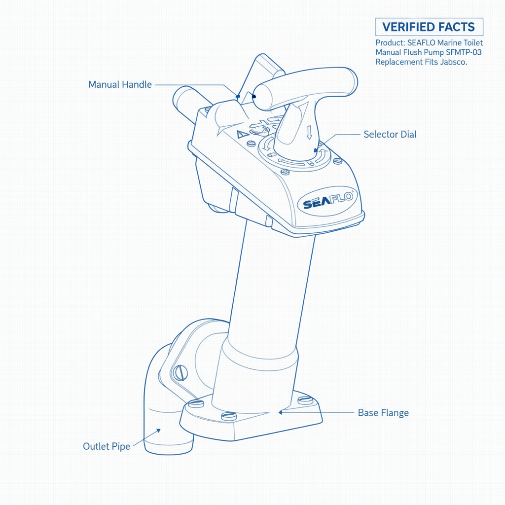 SEAFLO Marine Toilet Manual Hand Flush Pump SFMTP-03 Replacement Fits Jabsco