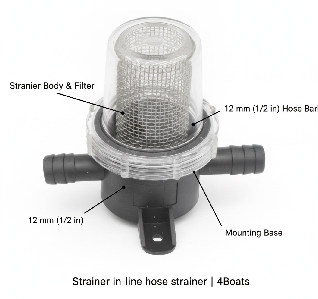 Lalizas In-line Strainer Large Inox Mesh Filter 12mm Hose Marine Pump 99756