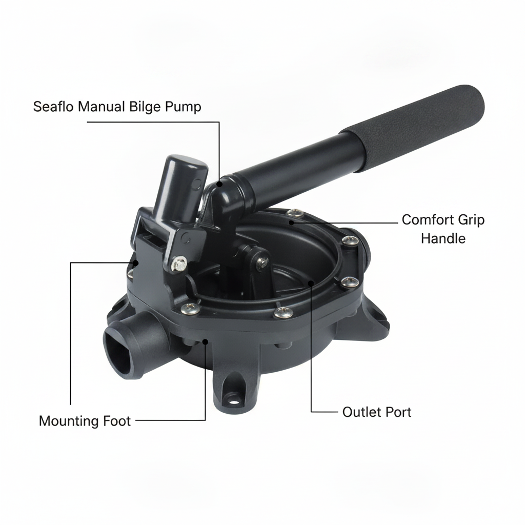 Seaflo Manual Bilge Pump DHAG72001 720GPH Hand Pump Aluminium Handle Marine Boat
