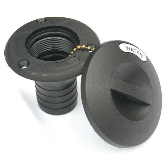 Boat Deck Filler 38mm 1.5" Nylon Tube w/ Cap & Chain Black Marine Water Fuel