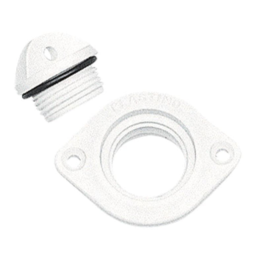 Drain Socket Oval 48×36 mm with Plug, White | 4Boats