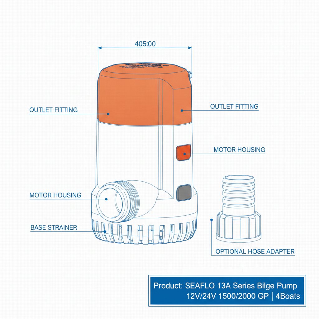 Seaflo 24V 2000GPH Bilge Pump 13A Series Marine Submersible BP2G200013A