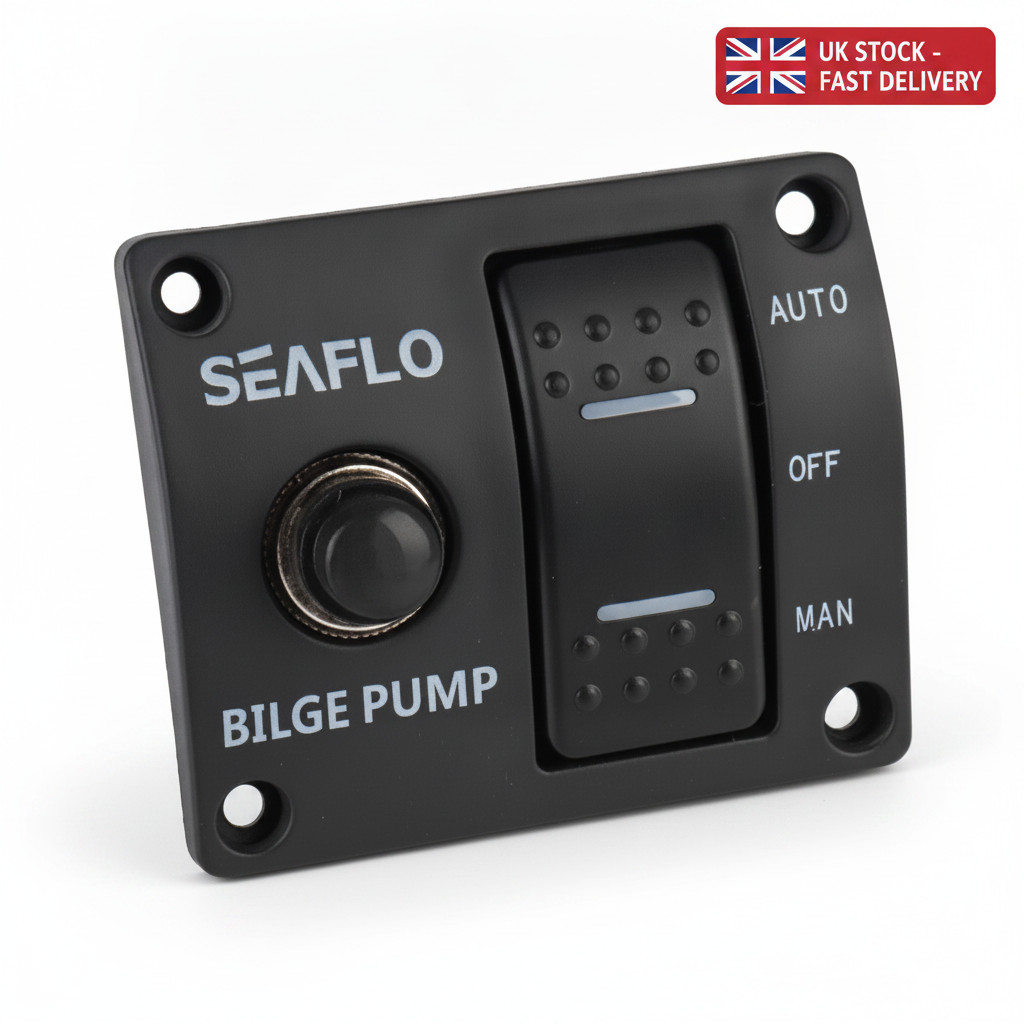 Seaflo 3-Way Bilge Pump Switch Panel 12V/24V Auto-Off-Manual SP01502 Marine