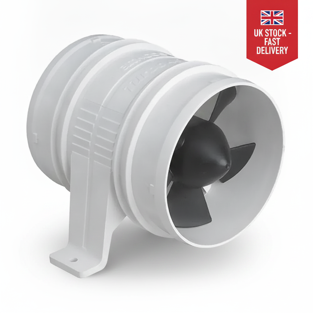 4" 24V Marine In-Line Bilge Blower 235CFM Water Resistant Boat Ventilation Fan