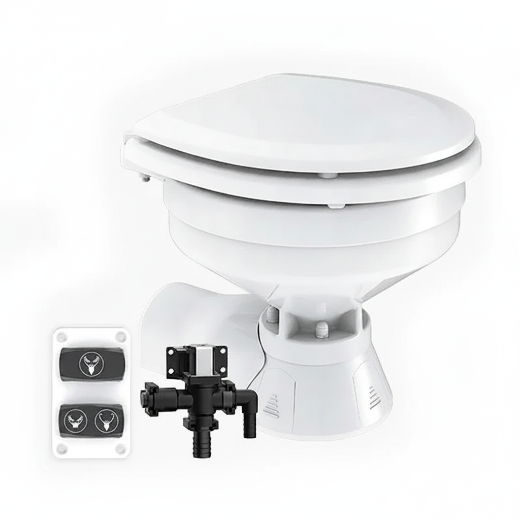 12V Quiet Flush Compact Electric Marine Toilet Freshwater