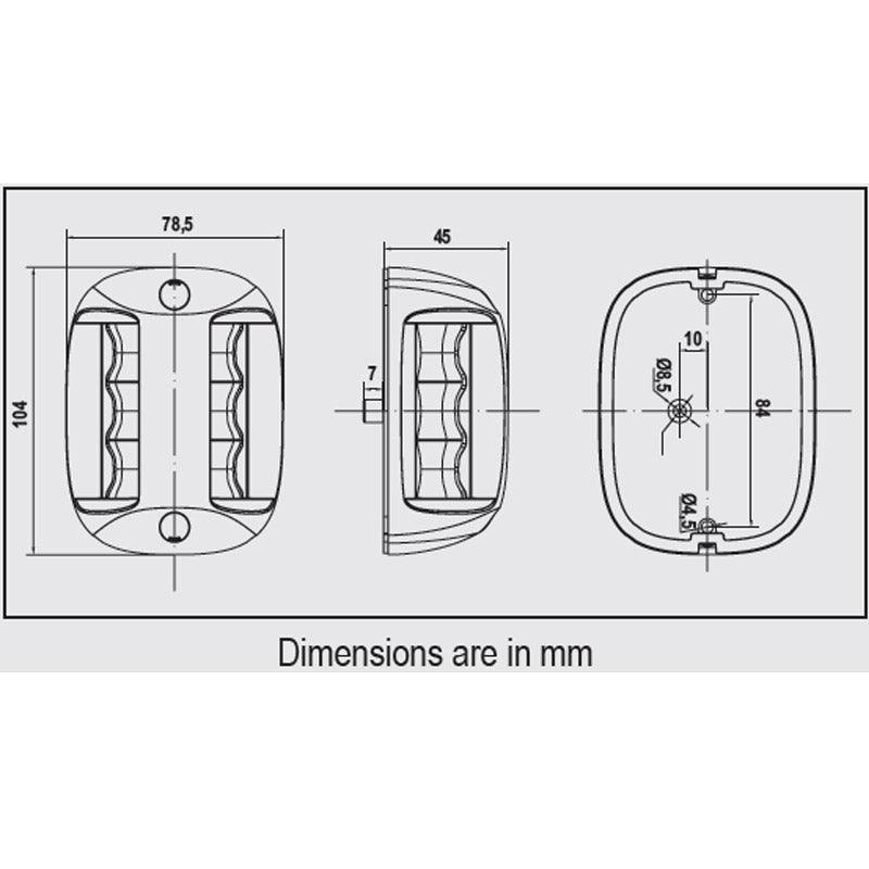 FOS LED 20 Bi-colour Side Light, Black Housing | 4Boats