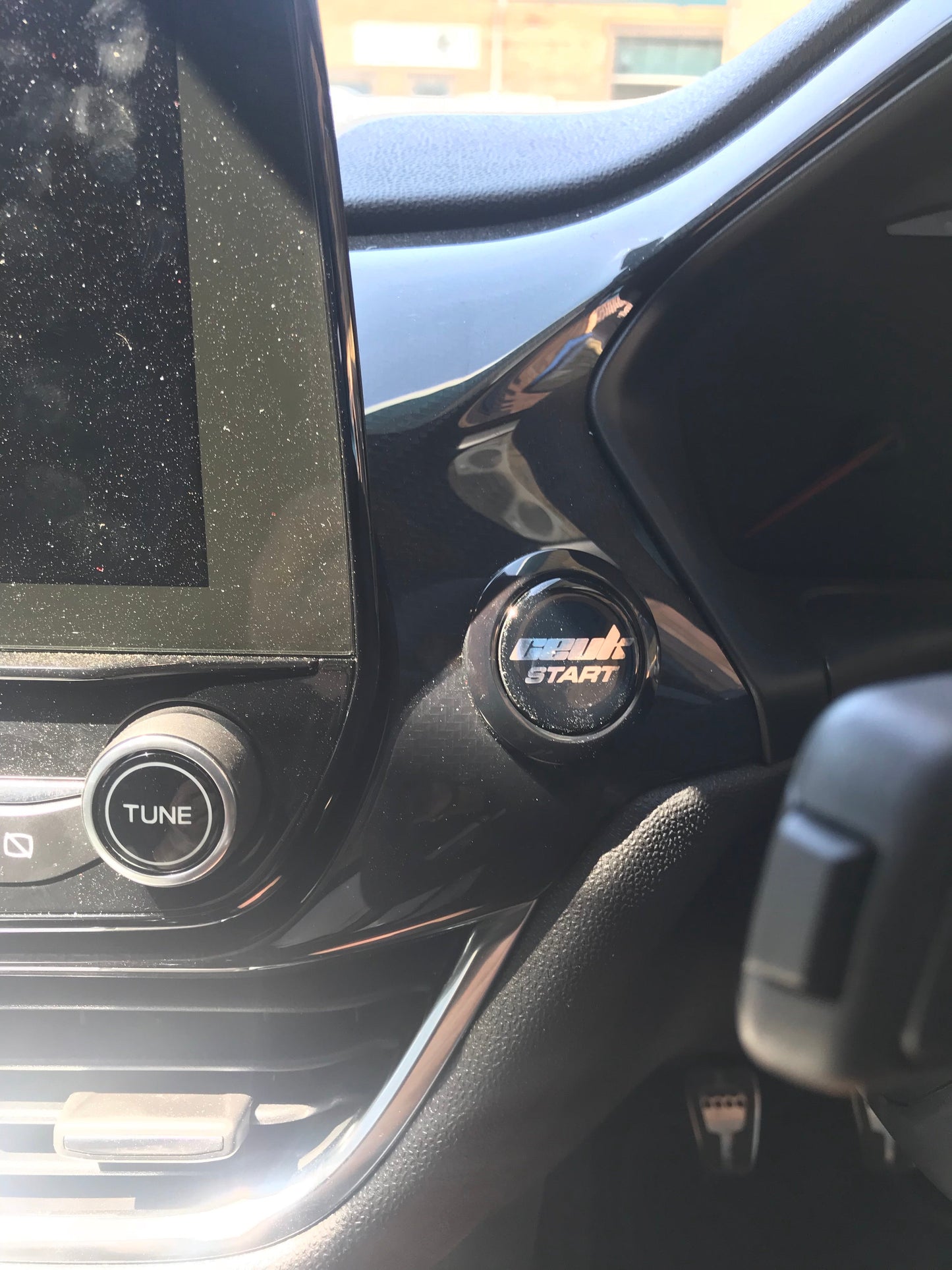 MK8 Fiesta Push Start Button Gel Overlay | CEUK Logo Chrome on Black