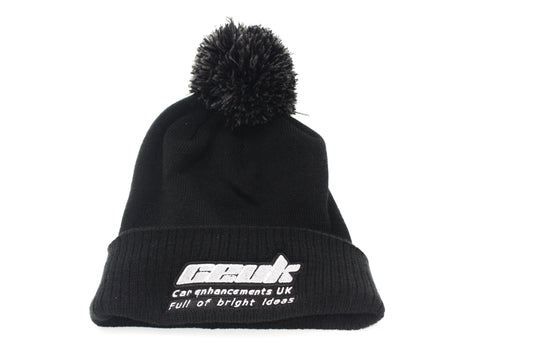 Official CEUK Winter Bobble Hat – Black Wool with Embroidered Logo | Optional Air Freshener