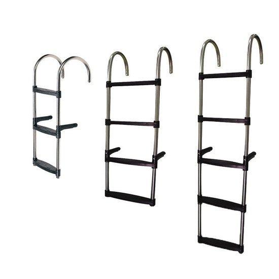 3-Step Inox Stainless Steel Boat Boarding Ladder Folding Hooks 830x350mm 316