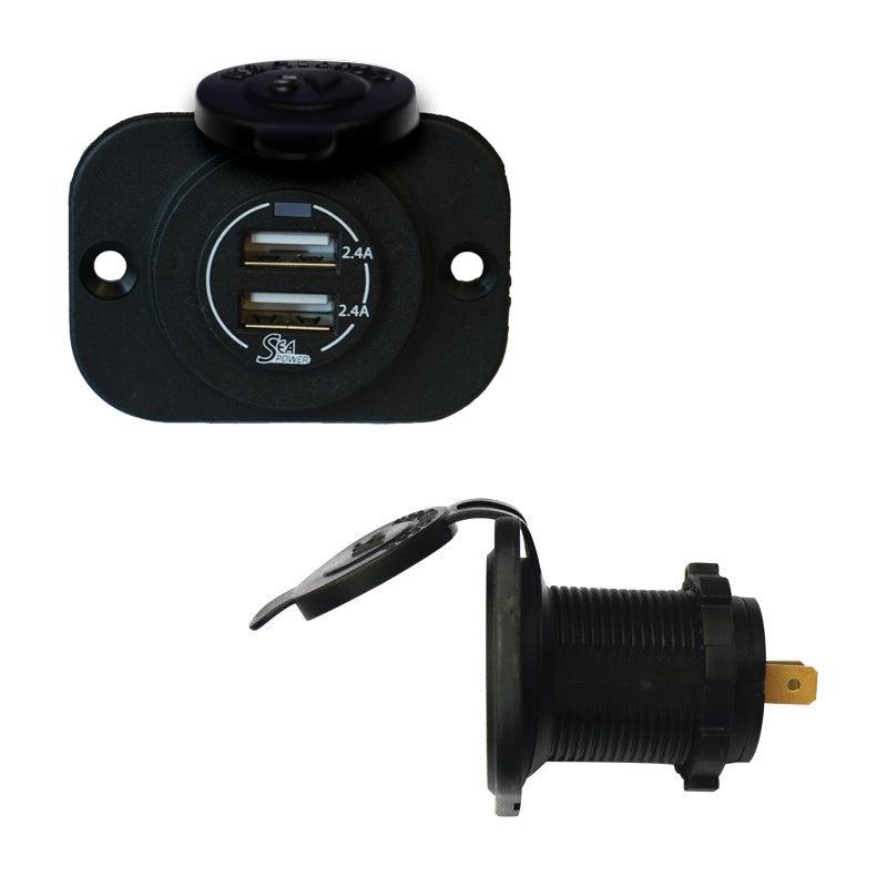 Dual Port USB Socket 12/24V DC - Dual USB Charger | 4Boats