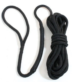 15mm Shock Absorbing Mooring Line - Double Braid Polyester Boat Dock Rope Black