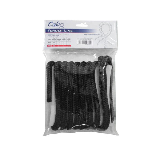 8mm x 2m Black Double Braided Fender Line Pre-Spliced Loop 908121 CABO Marine