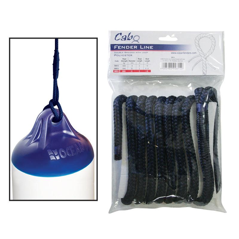 Lalizas 90814 CABO Double Braided Fender Line 12mm x 3m Navy Blue with Loop