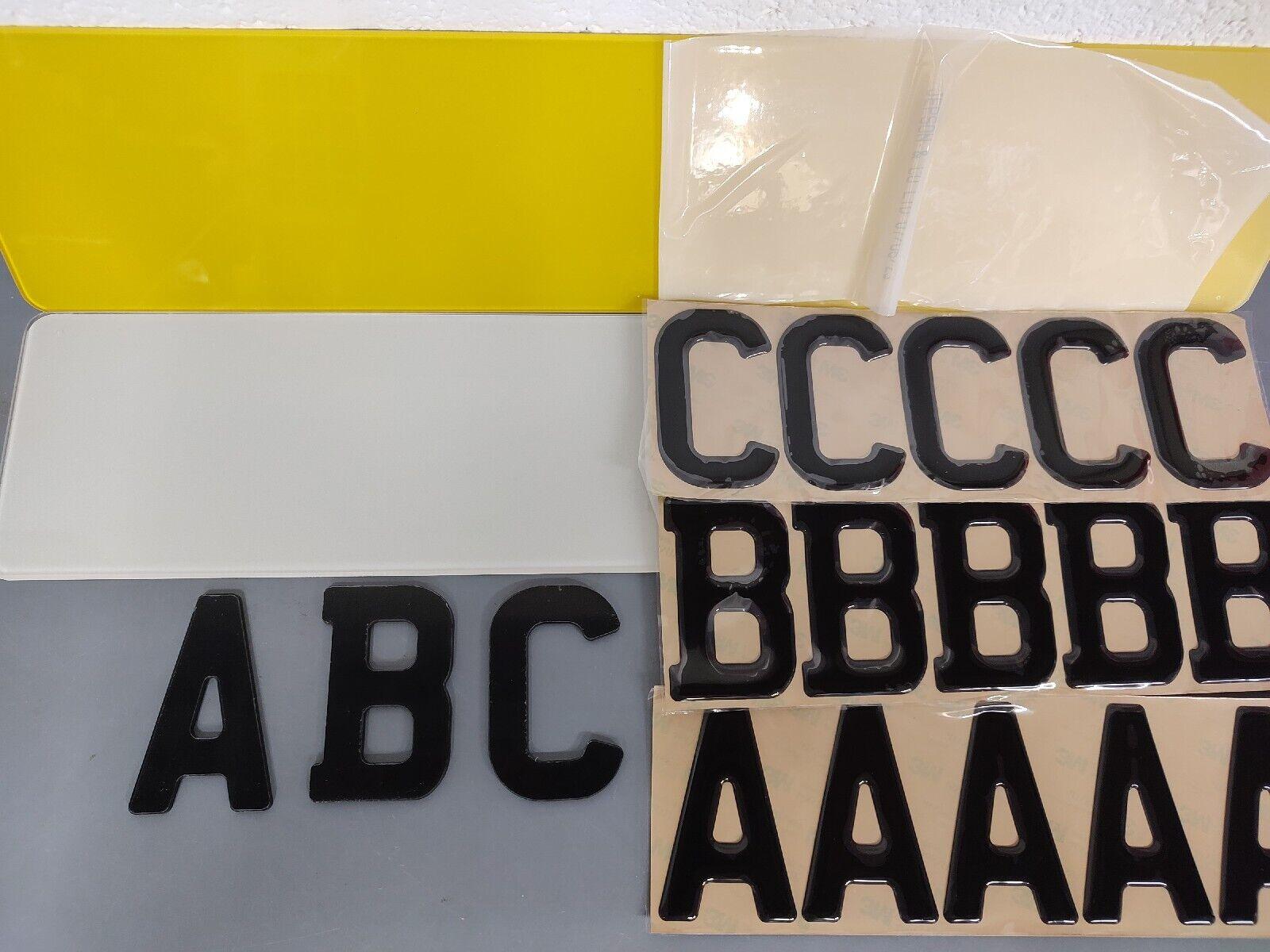 number plate starter kit for new number plate business start up, pre rolled number plate blanks 3d gel letters and 4d acrylic letters