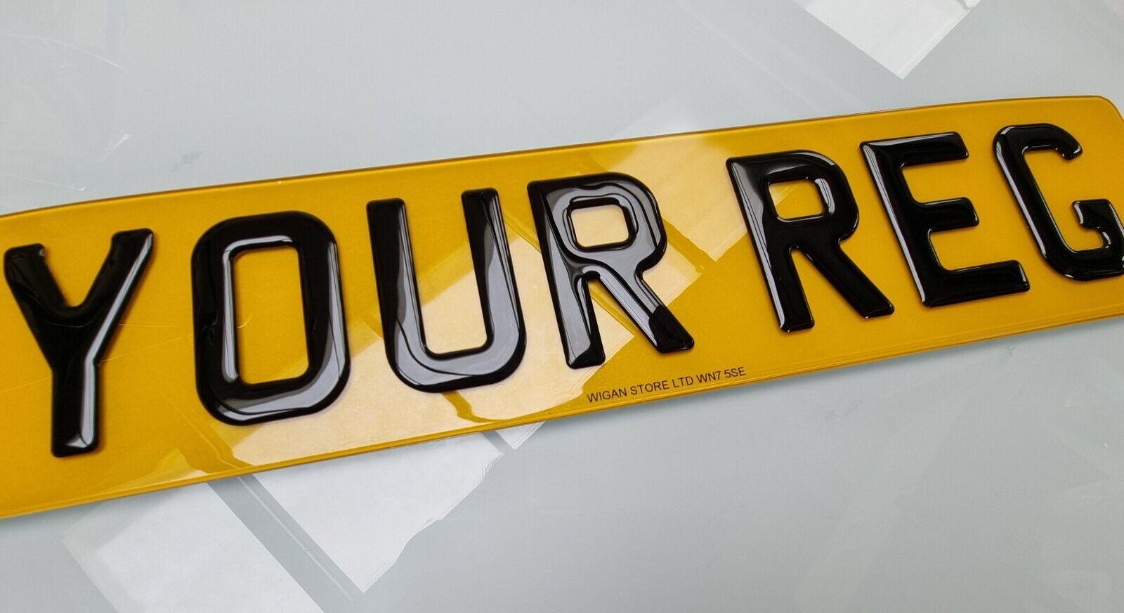 3D Gel Gloss Black Road Legal Number Plates, MOT Friendly, 520mm x 111mm, Standard Oblong 3d gel number plate, Oralite or Nikalite Branded, Car/Van/Trailer Number Plate