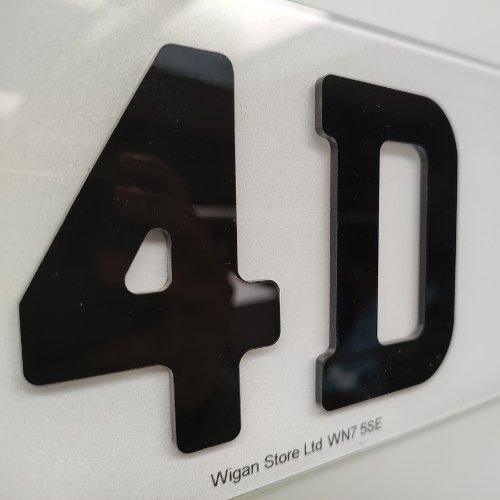 4d Acrylic 3mm Black Letters road legal number plate maker in Leigh, Bolton, Warrington Pair of number plates for car/van/trailer Number plates made while u wait