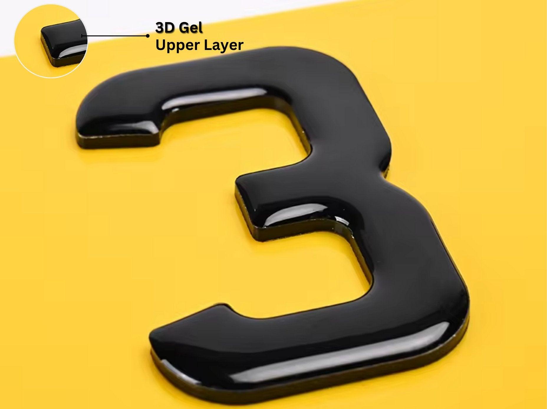 Pair of 4D Acrylic PLUS 3D Gel ON TOP Number Plates, Gloss Black, Road Legal Plates - Leigh Number Plates