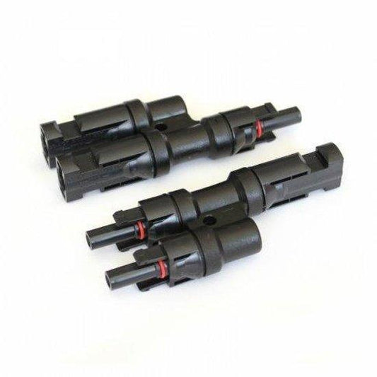MC4 T-Branch Y-Adapter Pair for Solar Panels (M/M/F + F/F/M) | 4Boats