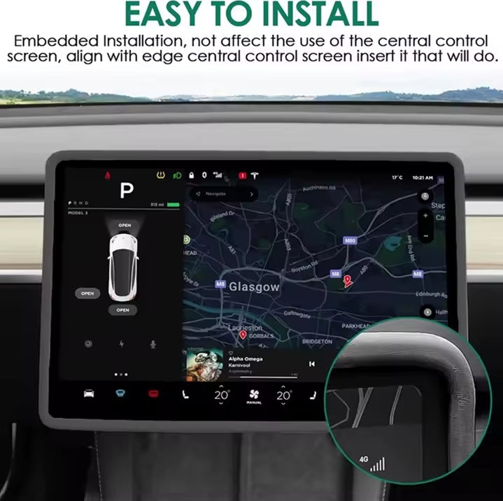 Tesla Model 3/Y Silicone Protective Frame Edge Cover Central Control Display Screen Protector