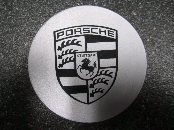 Porsche Rim Centre Caps (Set of 4) - Silver & Black