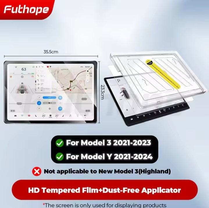 Futhope Tempered Glass Screen Protector For Tesla Model 3  Y Highland juniper 2021-2025