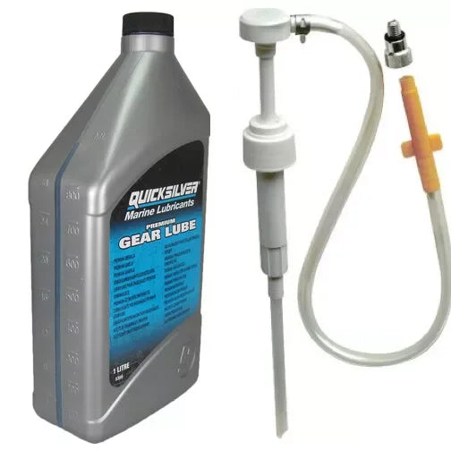 Quicksilver 1L Premium Gear Lube + Pump Kit for Mercury Outboard Up to 60hp SAE80w90