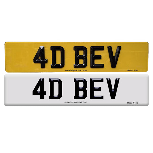 4D RETRO Bevelled Edge 18, 16, 14, 13.5, 11 inch Short Number Plates