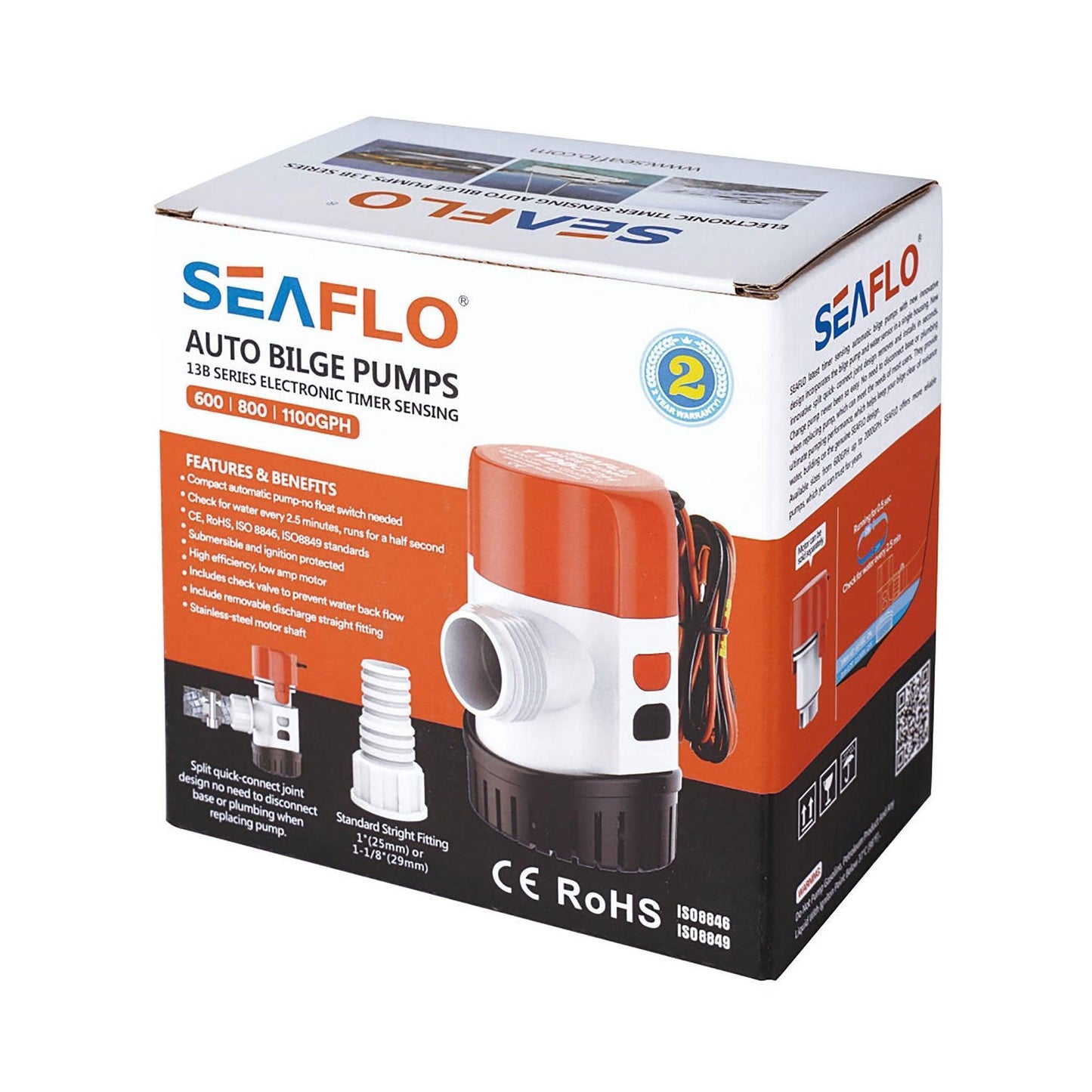 Seaflo 800 GPH 12V Automatic Bilge Pump 13B Series Water Sensing Boat Marine