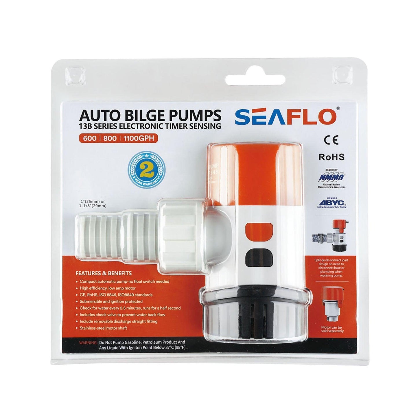 Seaflo 800 GPH 12V Automatic Bilge Pump 13B Series Water Sensing Boat Marine