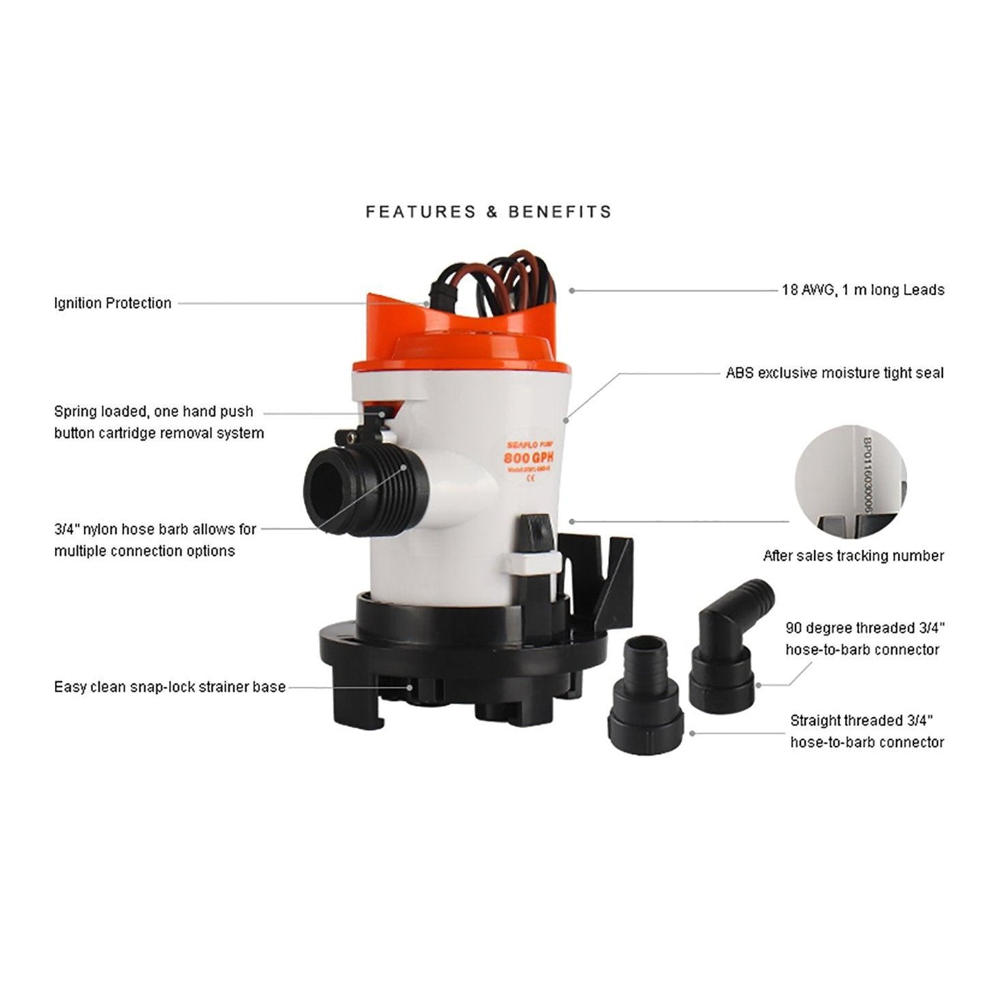 SEAFLO Bilge 03 Series 12V 350 GPH Manual Bilge P | 4Boats